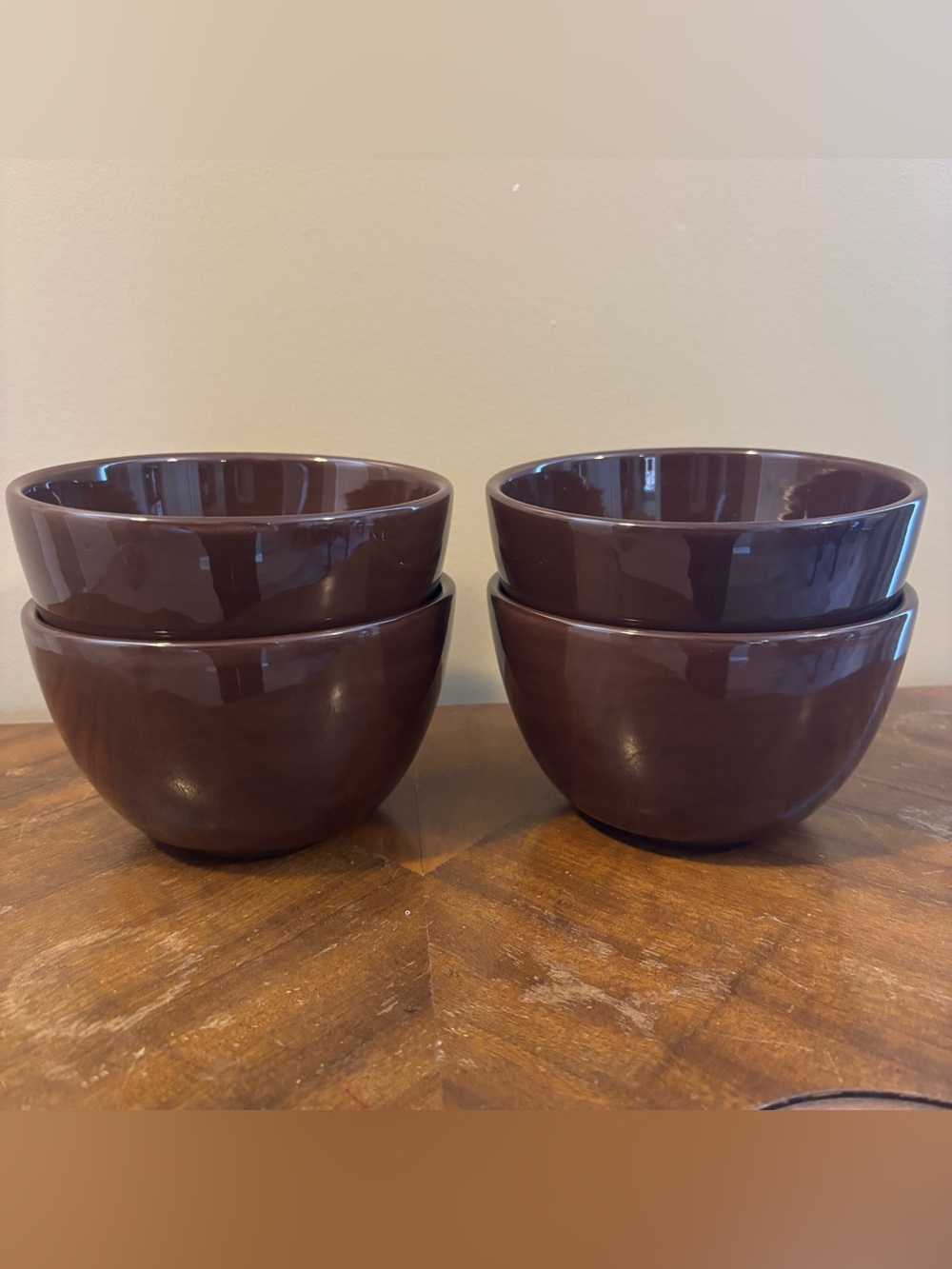 Pottery Barn Sausalito Cereal Soup Brown Ceramic Round Glossy Bowl Set of 4